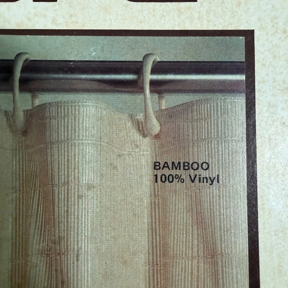 Vintage Jakson Bamboo Shower Curtain Bone 6x6 100% Vinyl Made in USA Retro MCM